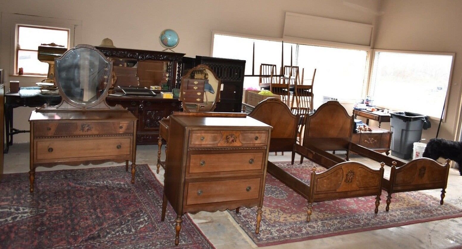 Rare Antique Berkey & Gay Walnut Bedroom Set - The Green Scene Antiques