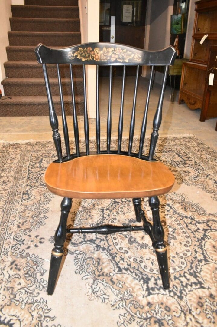 Vintage Hitchcock Windsor Style Side Chair, Black Stenciled - The Green ...