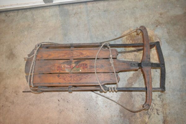 1920's Flexible Flyer No 1 C Antique Primitive Wood Sled, sleigh, tobaggan