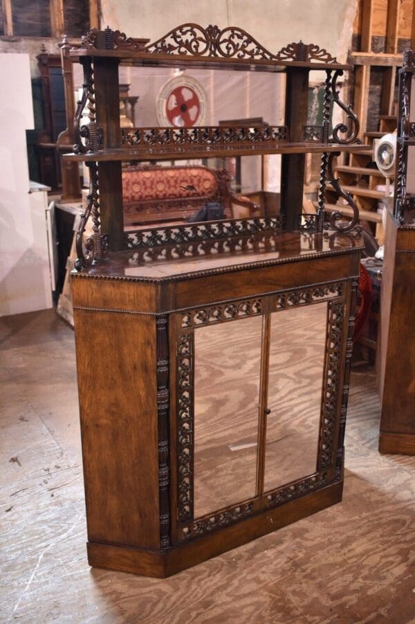 French Antique Pair of Rosewood Corner Cabinets Attributed to Meeks