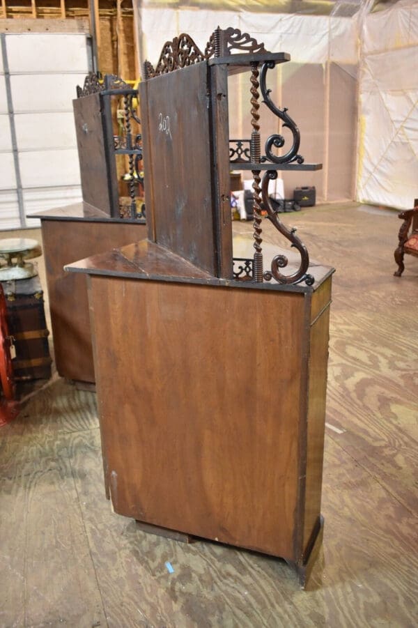 French Antique Pair of Rosewood Corner Cabinets Attributed to Meeks