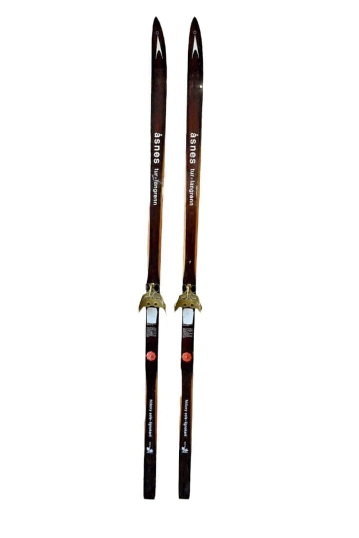 Vintage Set of Hickory Wood Skis, Ski Set by Asnes Made in Norway