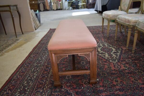 Vintage Henredon Furniture Co Large Pink Upholstered Bench