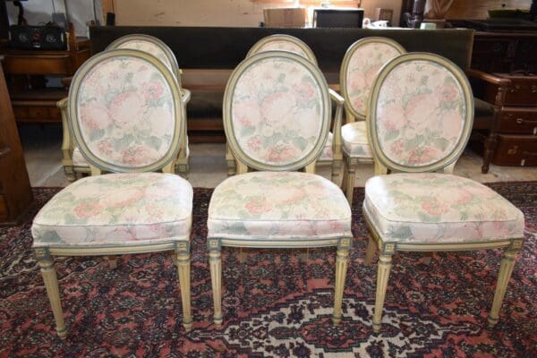 French Country Style Dining Chairs with Floral Print, Set of 6