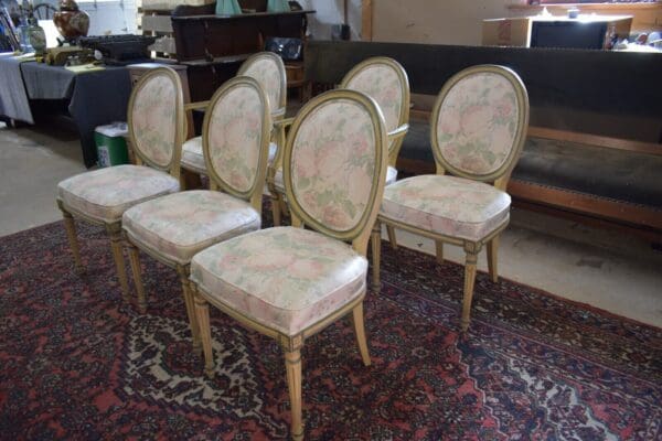 French Country Style Dining Chairs with Floral Print, Set of 6