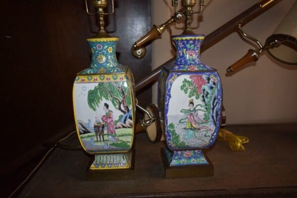 19th Century Chinese Cloisonné Enameled Lamps