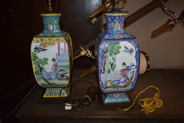 19th Century Chinese Cloisonné Enameled Lamps