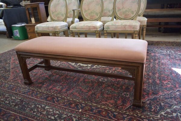 Vintage Henredon Furniture Co Large Pink Upholstered Bench