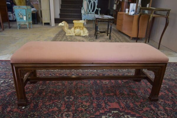 Vintage Henredon Furniture Co Large Pink Upholstered Bench