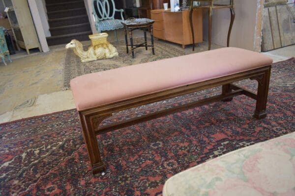 Vintage Henredon Furniture Co Large Pink Upholstered Bench