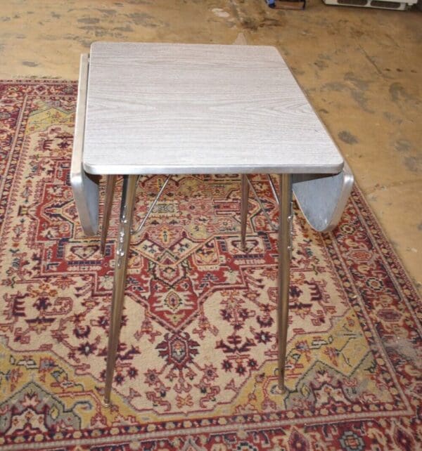 Rare Mid-Century Modern Chrome Formica Drop Sides Kitchen Table