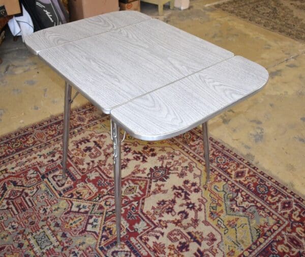 Rare Mid-Century Modern Chrome Formica Drop Sides Kitchen Table