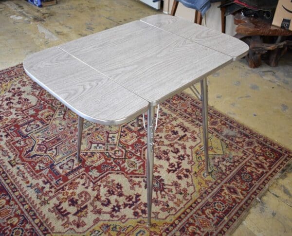 Rare Mid-Century Modern Chrome Formica Drop Sides Kitchen Table