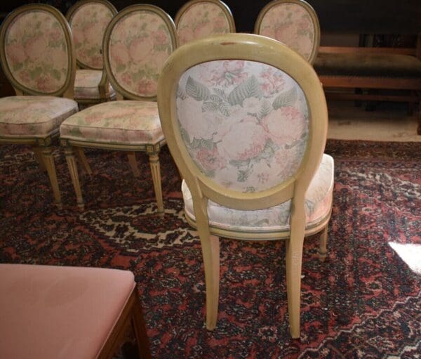 French Country Style Dining Chairs with Floral Print, Set of 6