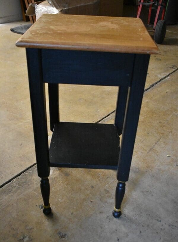 Vintage Black Painted End Side Table, Bedroom Nightstand