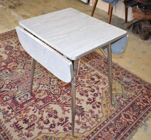 Rare Mid-Century Modern Chrome Formica Drop Sides Kitchen Table