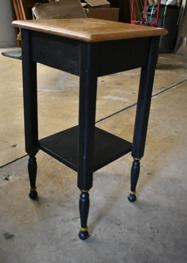 Vintage Black Painted End Side Table, Bedroom Nightstand