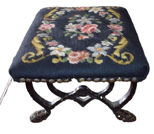 Vintage Needlepoint Kneeler Footstool