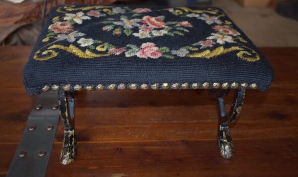 Vintage Needlepoint Kneeler Footstool