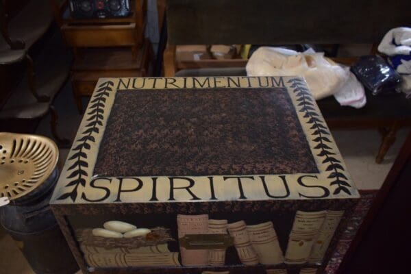 Antique Hand-Painted Bookshelf on Chest of Drawers