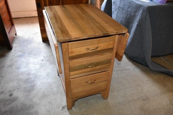 Antique Drop-Leaf Butcher Block Kitchenette Table