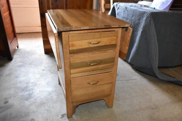 Antique Drop-Leaf Butcher Block Kitchenette Table