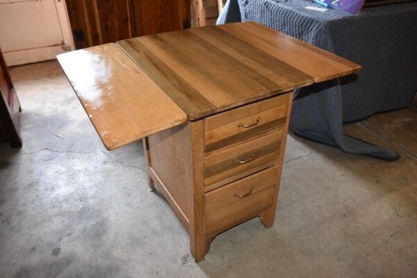 Antique Drop-Leaf Butcher Block Kitchenette Table