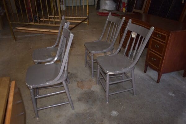 Vintage Gray Dining Side Chairs, Set of 4