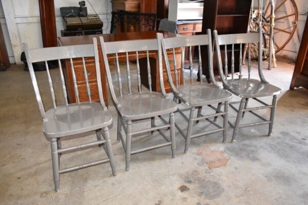 Vintage Gray Dining Side Chairs, Set of 4