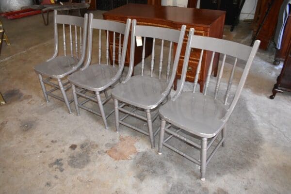 Vintage Gray Dining Side Chairs, Set of 4