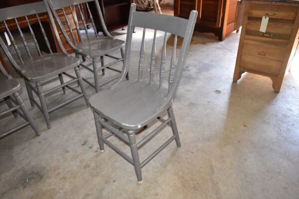 Vintage Gray Dining Side Chairs, Set of 4