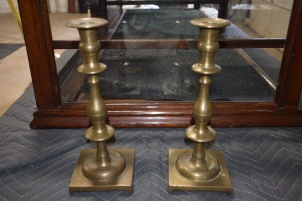 Antique Brass Candlesticks, Set of 2