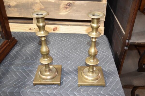 Antique Brass Candlesticks, Set of 2