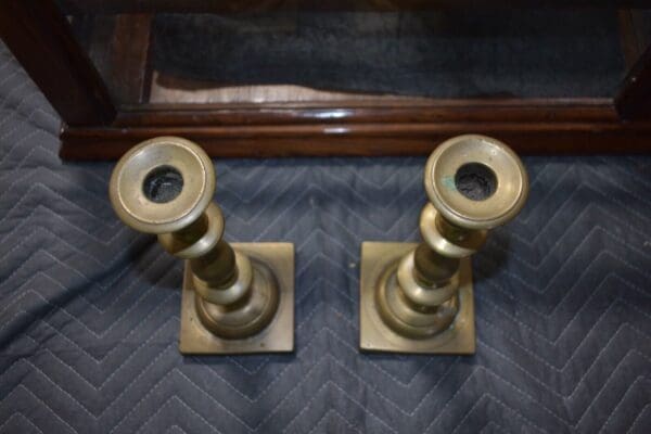 Antique Brass Candlesticks, Set of 2