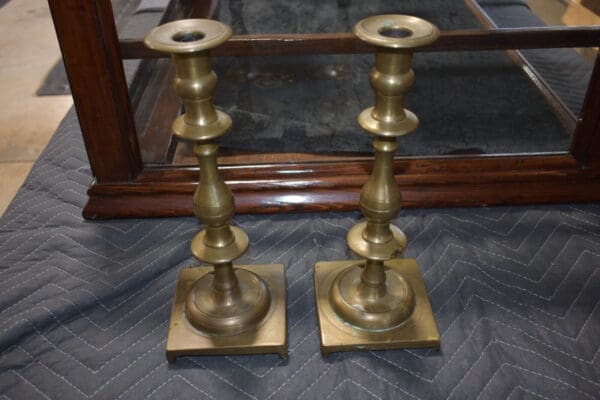 Antique Brass Candlesticks, Set of 2