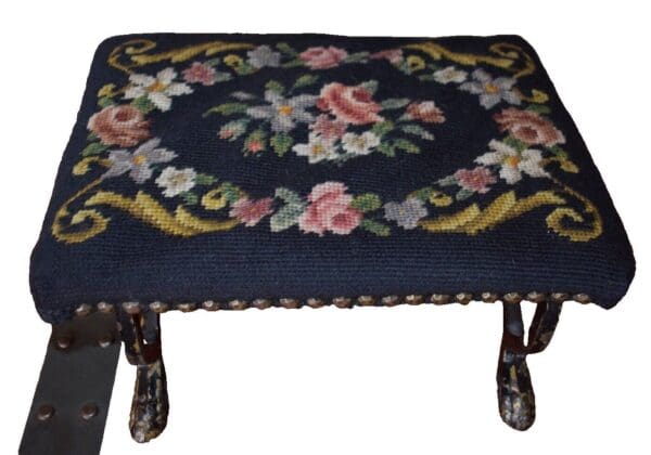 Vintage Needlepoint Kneeler Footstool