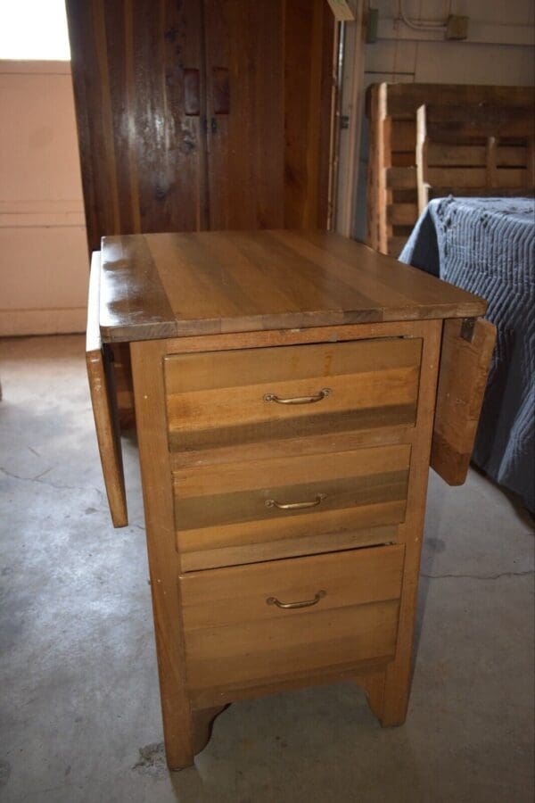 Antique Drop-Leaf Butcher Block Kitchenette Table