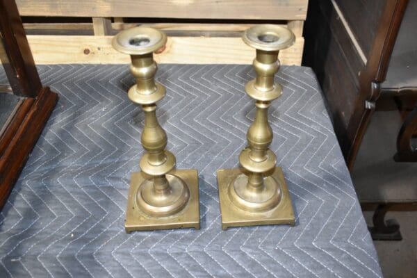 Antique Brass Candlesticks, Set of 2