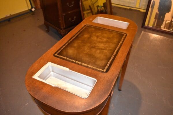 Vintage Plant Stand, Leather Top Table, Home Office