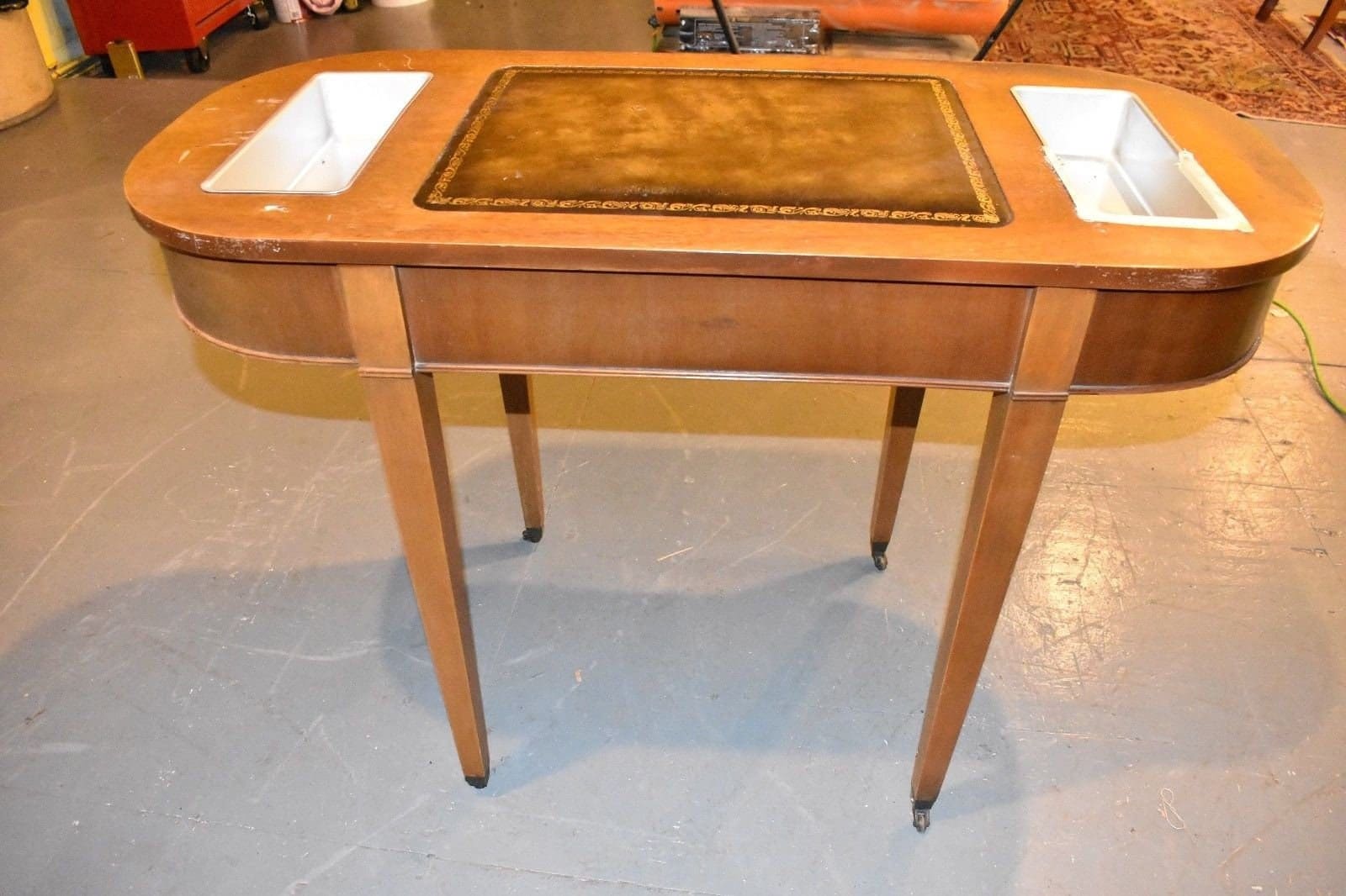 Vintage Plant Stand, Leather Top Table, Home Office