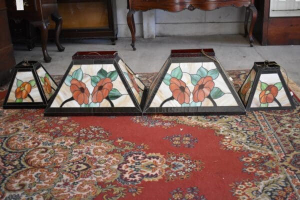 Vintage Stained Glass Hanging Pendant Light Fixtures