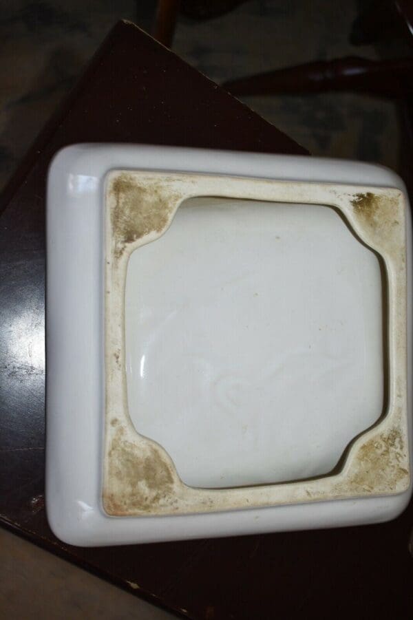 Mid-Century Vintage White Ashtray on Chrome & Wrought Iron Style Base