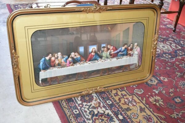 Vintage Religious Print, The Last Supper Framed Art Deco Wall Art