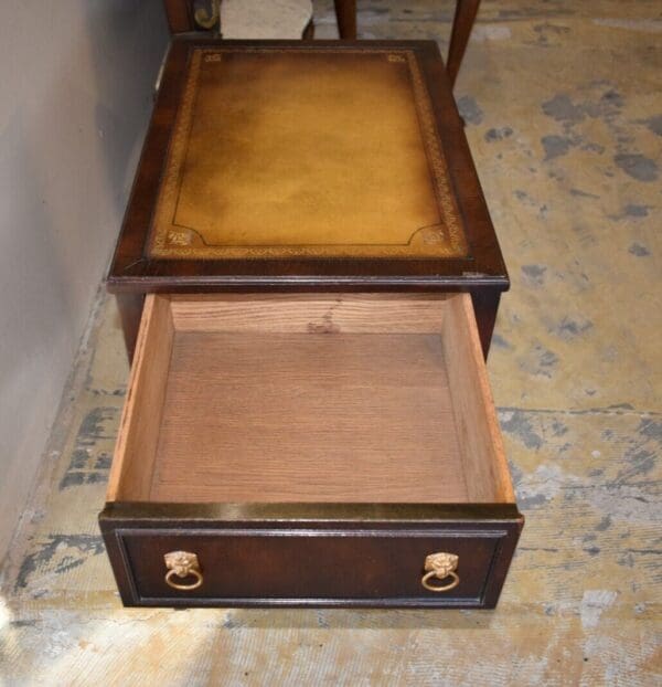 Vintage STICKLEY Mahogany Leather Top End Side Table, Bedroom Nightstand