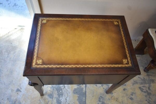 Vintage STICKLEY Mahogany Leather Top End Side Table, Bedroom Nightstand