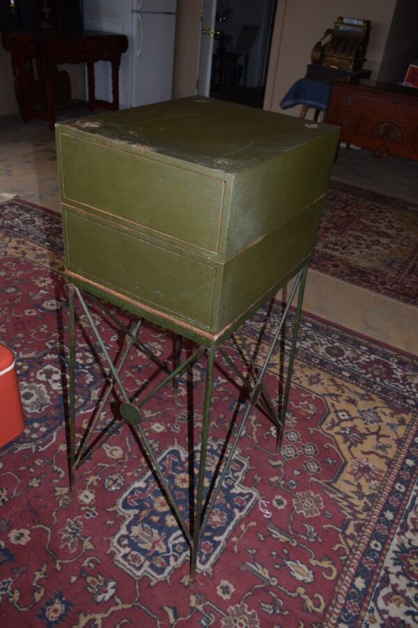 Mid Century Green Metal Stacking File Cabinet on Legs, Remington Rand USA