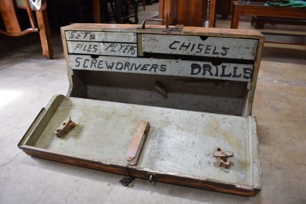 Antique Wood Carpenter's Toolbox, Chest Trunk