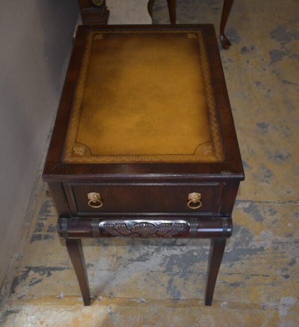 Vintage STICKLEY Mahogany Leather Top End Side Table, Bedroom Nightstand