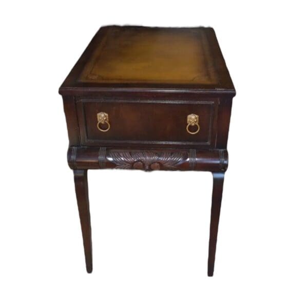 Vintage STICKLEY Mahogany Leather Top End Side Table, Bedroom Nightstand