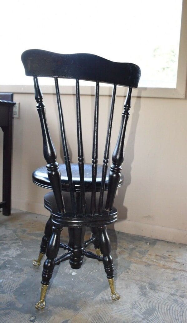 Rare Victorian Antique Piano Stool Painted Black